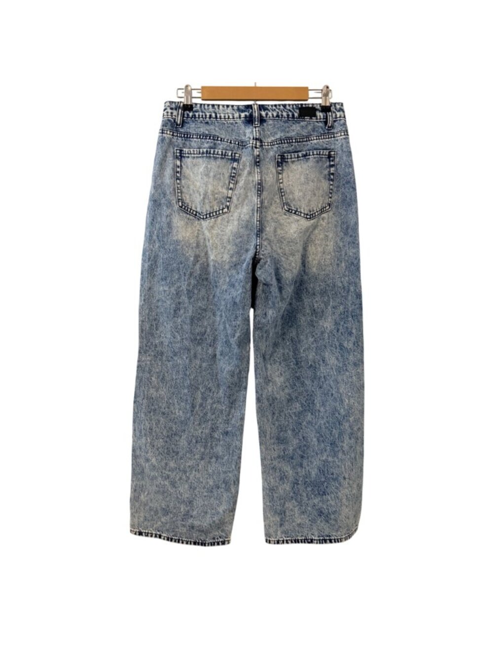 Flamingo High-Waisted Acid Wash Wide-Leg Jeans With Front & Back Pockets Sz L Je - Picture 6 of 12